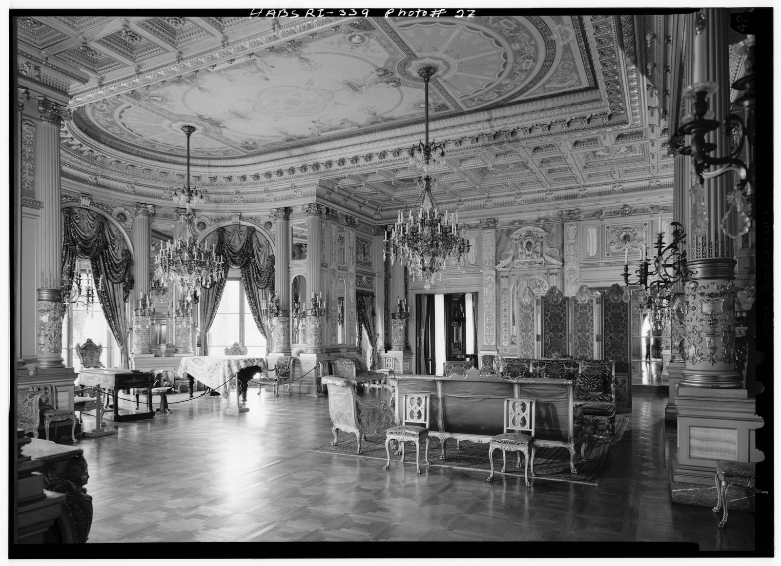 Historic survey view of The Breakers Music Room and southwest bay
